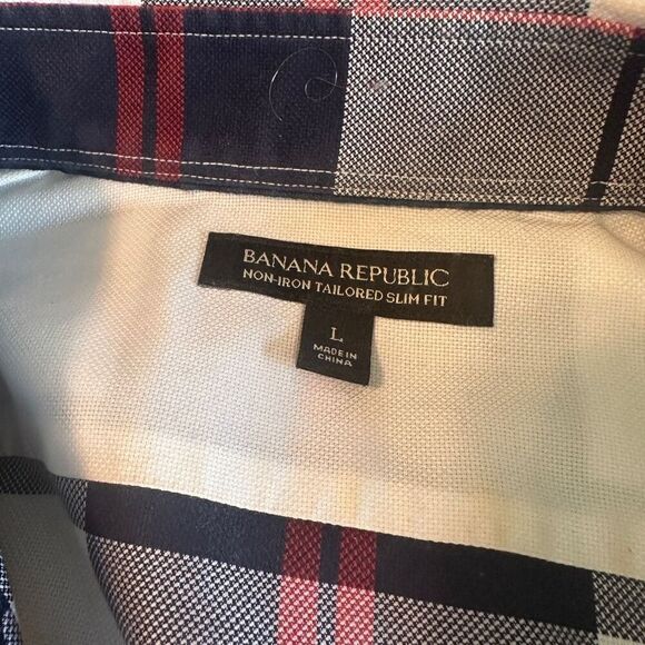 Plaid Banana Republic slim fit dress shirt- size L - Picture 4 of 7
